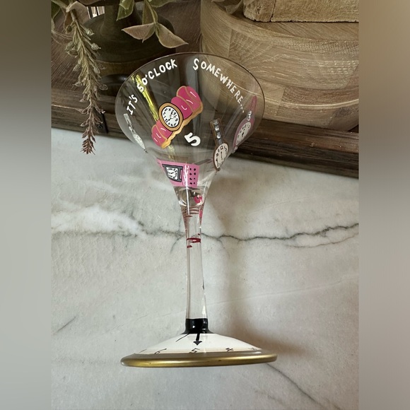 LOLITA “It’s 5 O’clock Somewhere” Hand-Painted Martini Glass - Picture 5 of 6